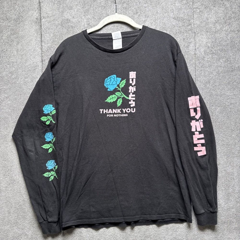 LA Flower Market Thank You For Nothing‎ Shirt Mens M Black Blue Rose China Town